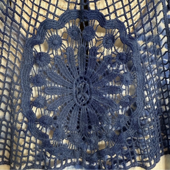 Joe Boxer Tie Dye Dress Hi-Low Crochet Back Size Large Blue‎ & White Sleeveless - Picture 6 of 11